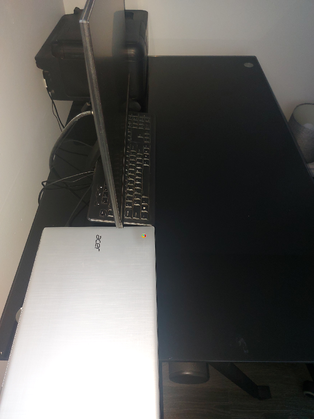 Black Glass Top Computer Desk