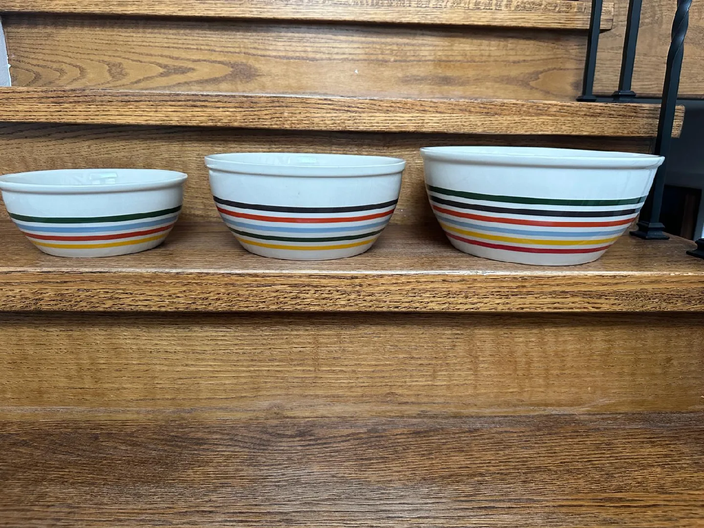 Striped Ceramic Mixing Bowls - Set of 3 thumbnail