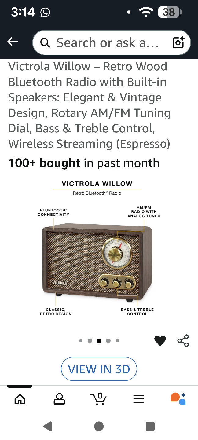 Victrola Willow Retro Wood Bluetooth Radio