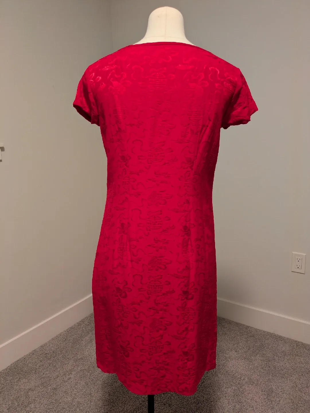 Chinese silk Red Asian Style Dress image indicator(2)