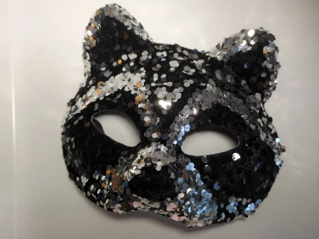 Sequin Raccoon Half Mask