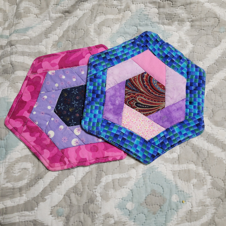 Beautiful Pair of 8" Vintage Handmade Quilted Hot