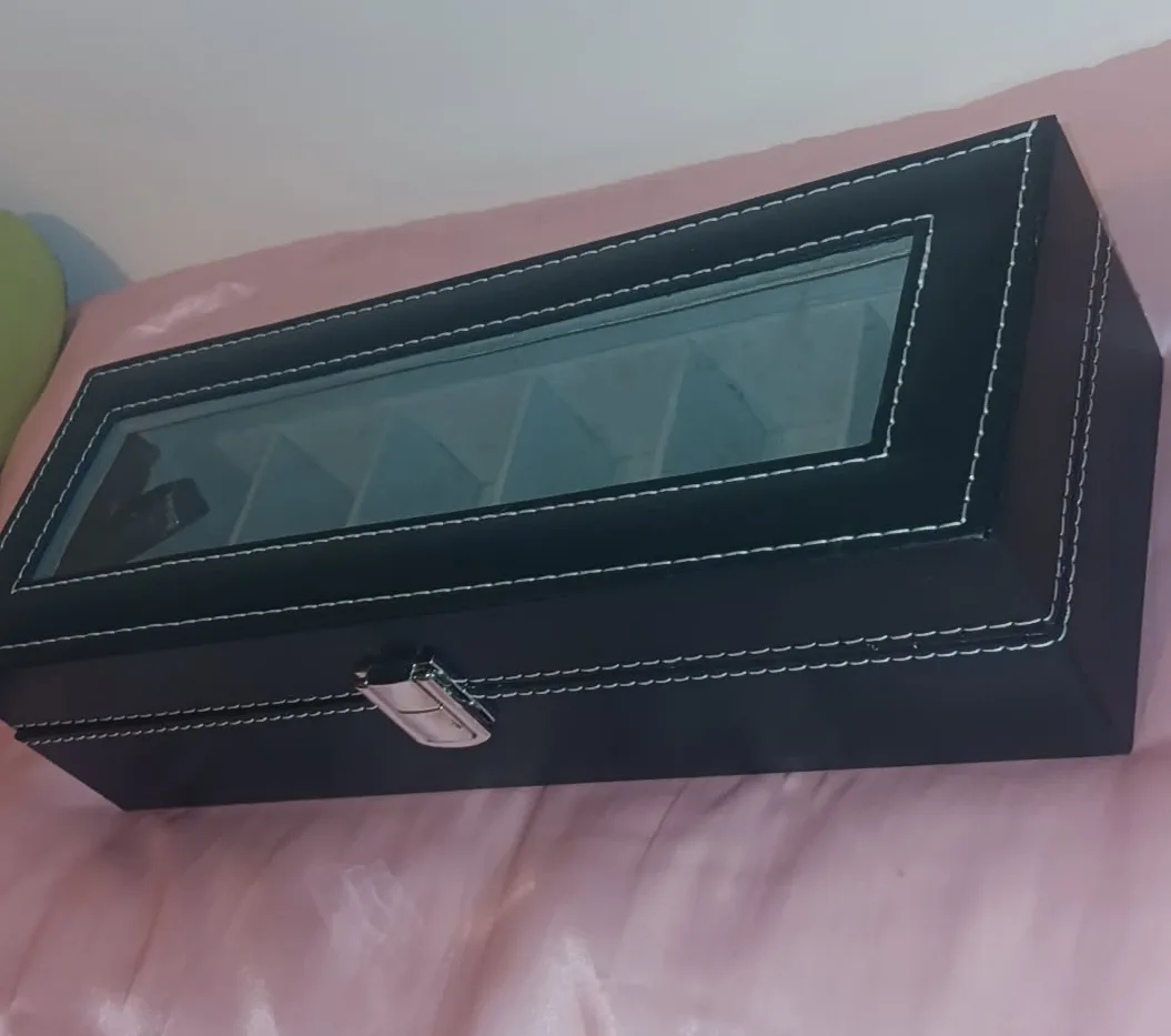 Black Leather 5 Slot Jewelry Box image indicator(2)