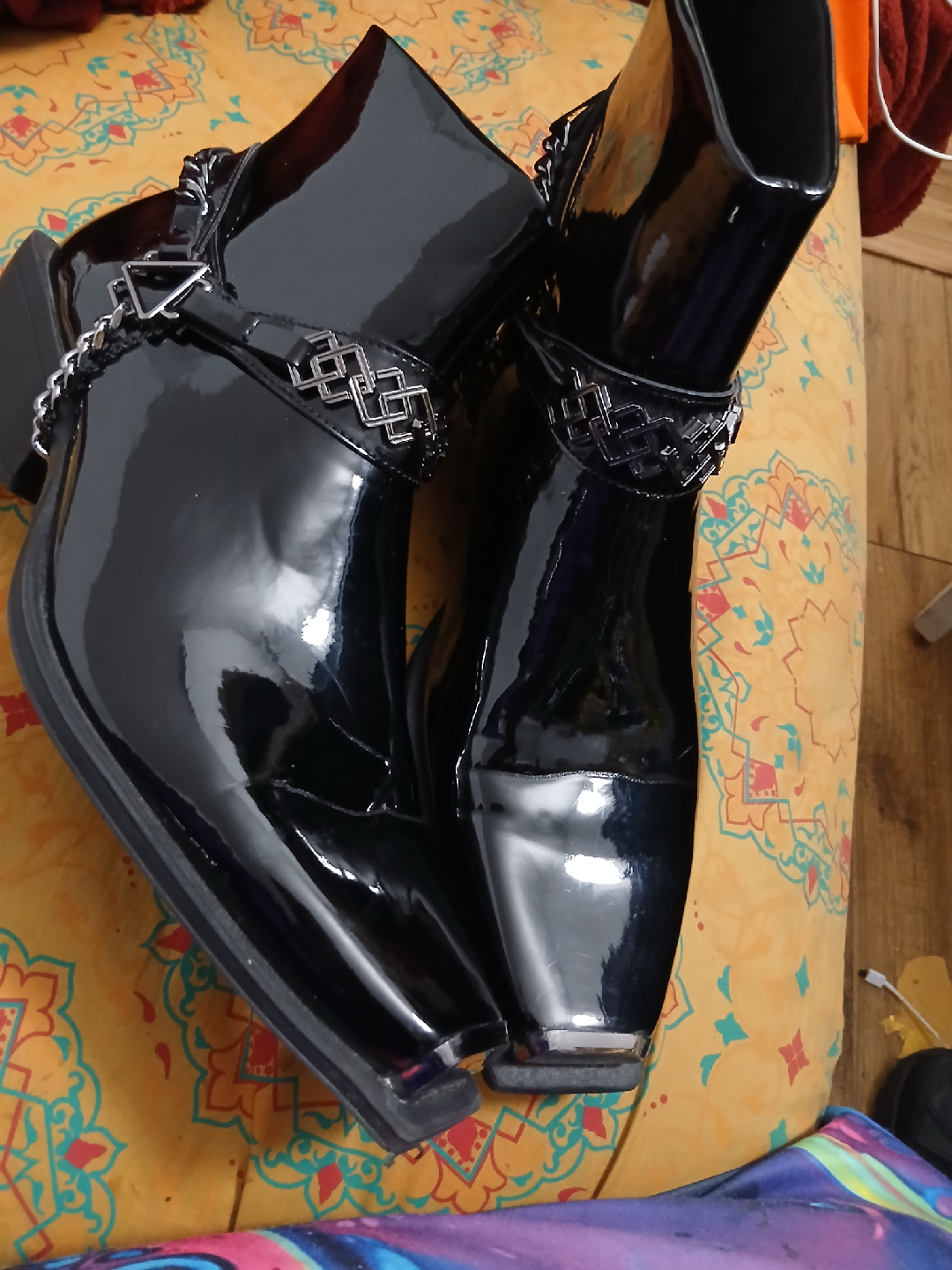 Black Patent Leather Ankle Boots
