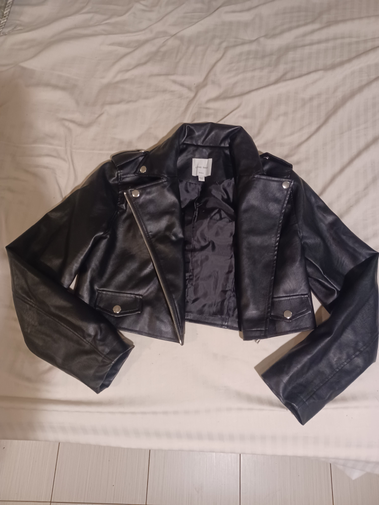 Love Tree Black Faux Leather Jacket - Size Small - photo 3