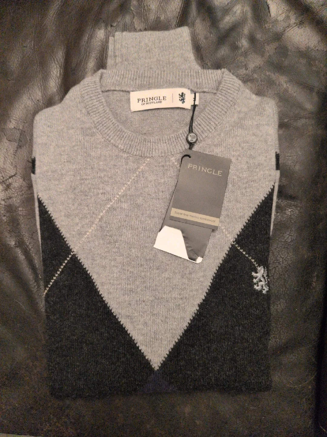 Pringle of Scotland Grey Argyle Sweater