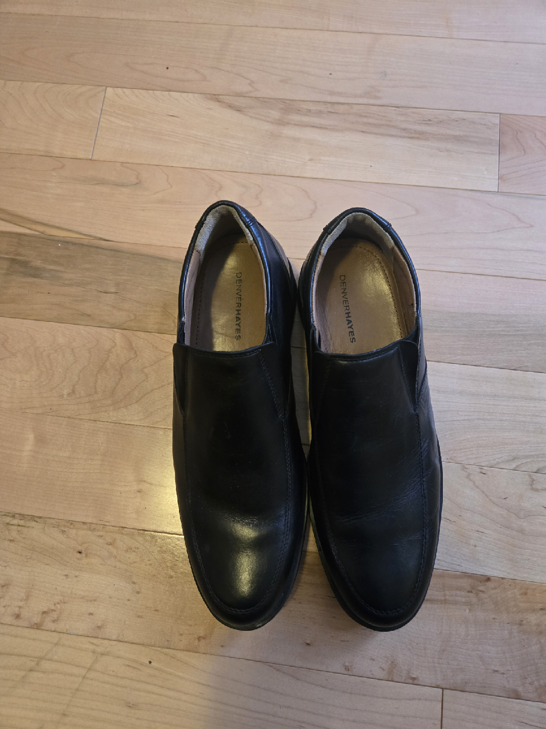 Denver Hayes Black Leather Slip-On Shoes