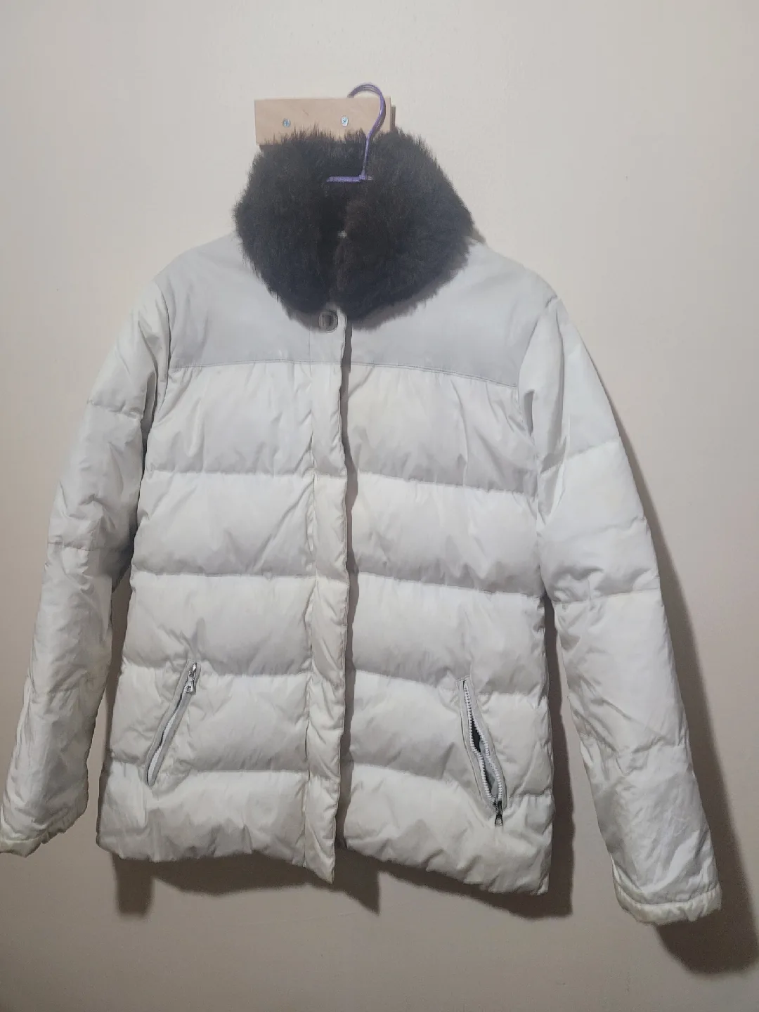 Coach White Puffer Jacket with Fur Collar image indicator(6)