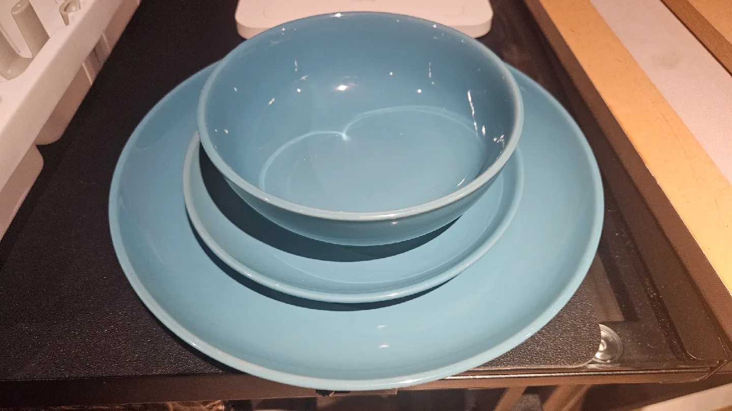 Light Blue Bowl and Plate Set x 8 Each thumbnail