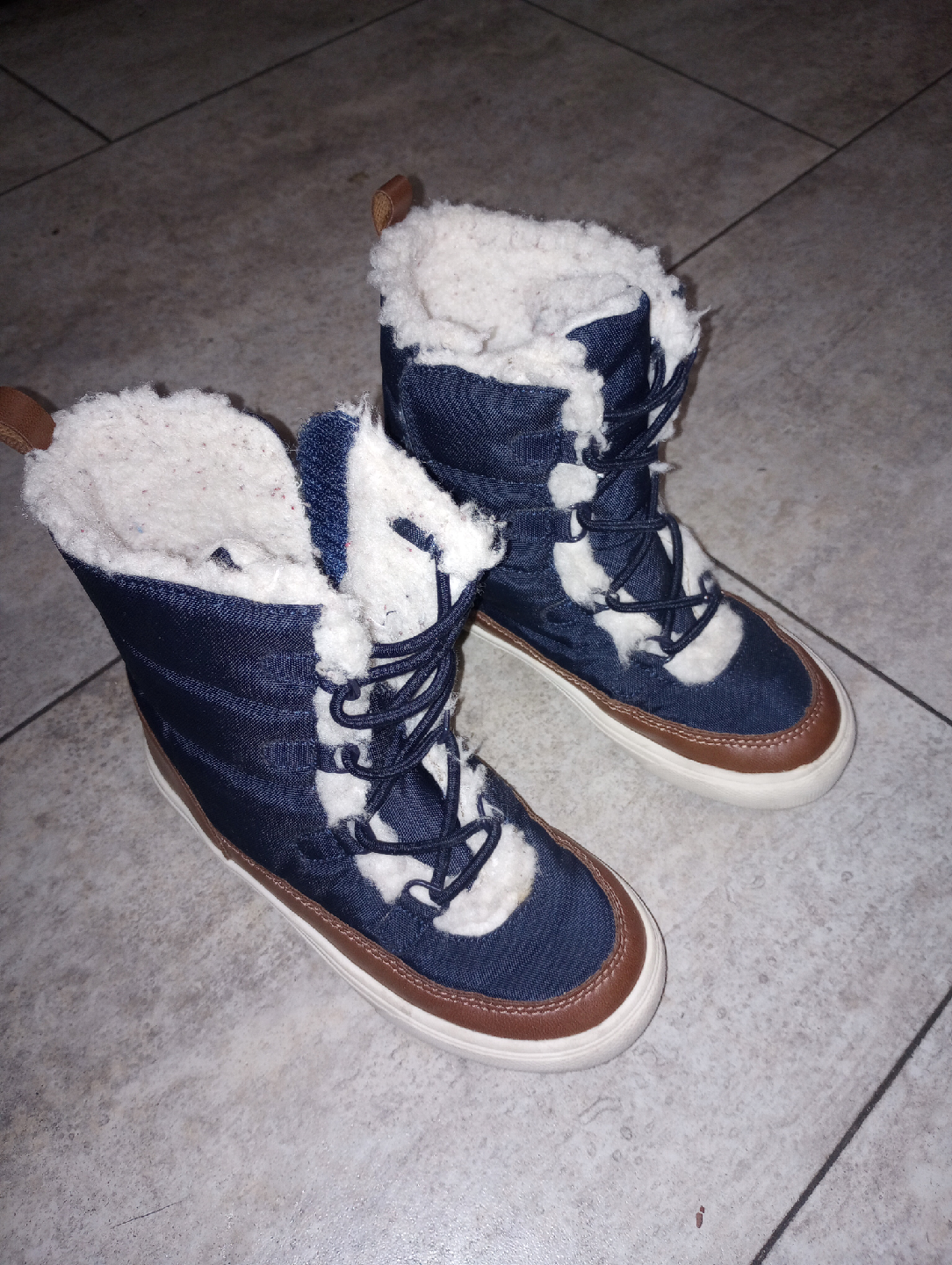 Kids Winter Boots - Blue Denim with Faux Fur Lining