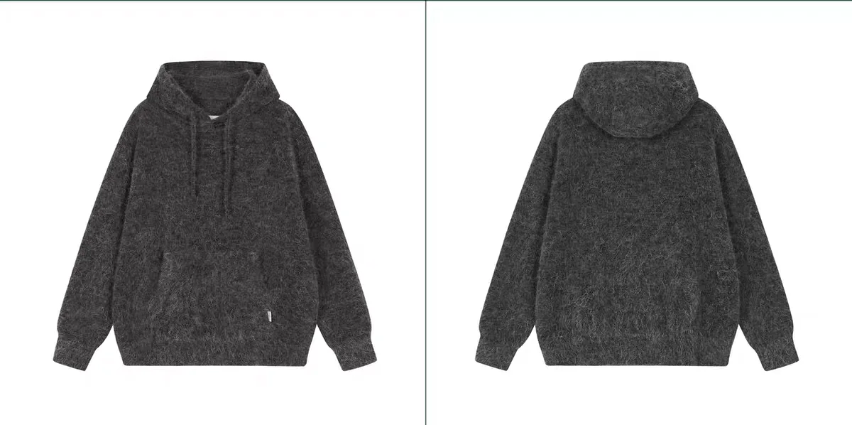 Monday Sleeping Club - Mohair Wool Blend Grey Hoodie image indicator(5)