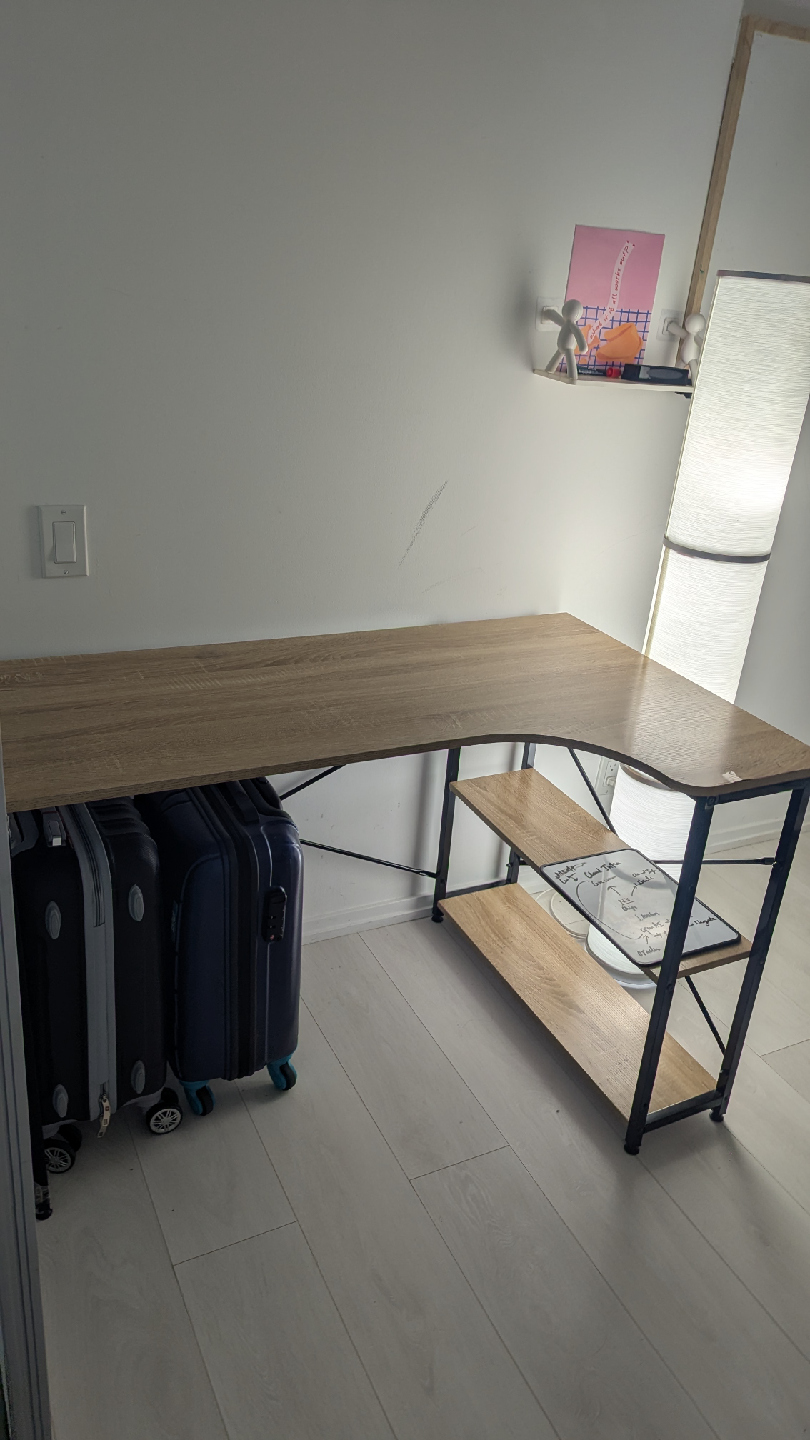 Corner Desk with Shelves - Light Wood - photo 3