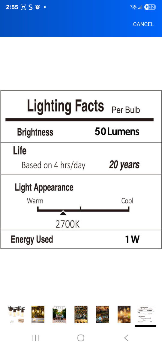Outdoor String Lights LED 25 FT, Patio Lights - photo 4