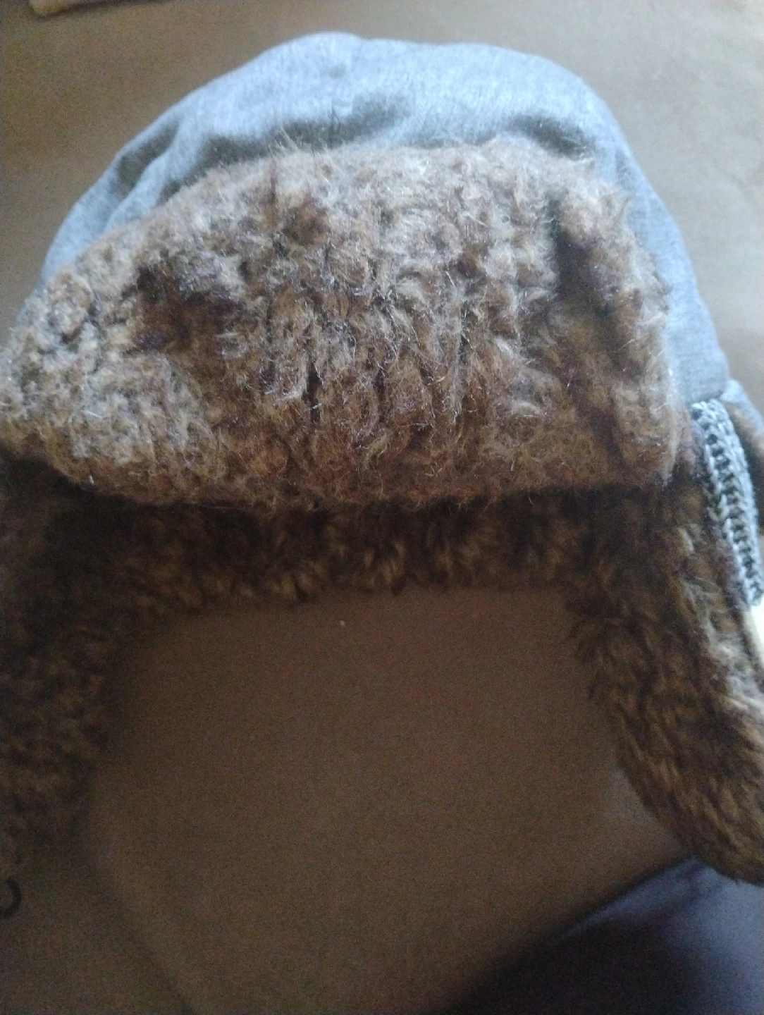 Grey Trapper Hat with Faux Fur - photo 2