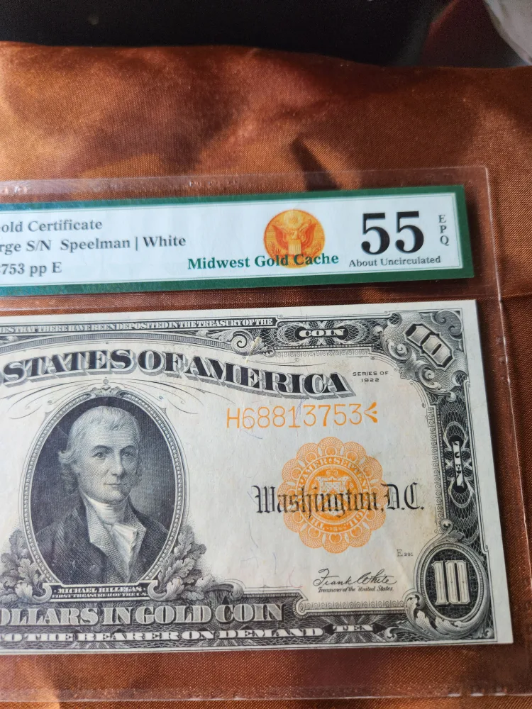 $10 1922 Gold Certificate image indicator(2)