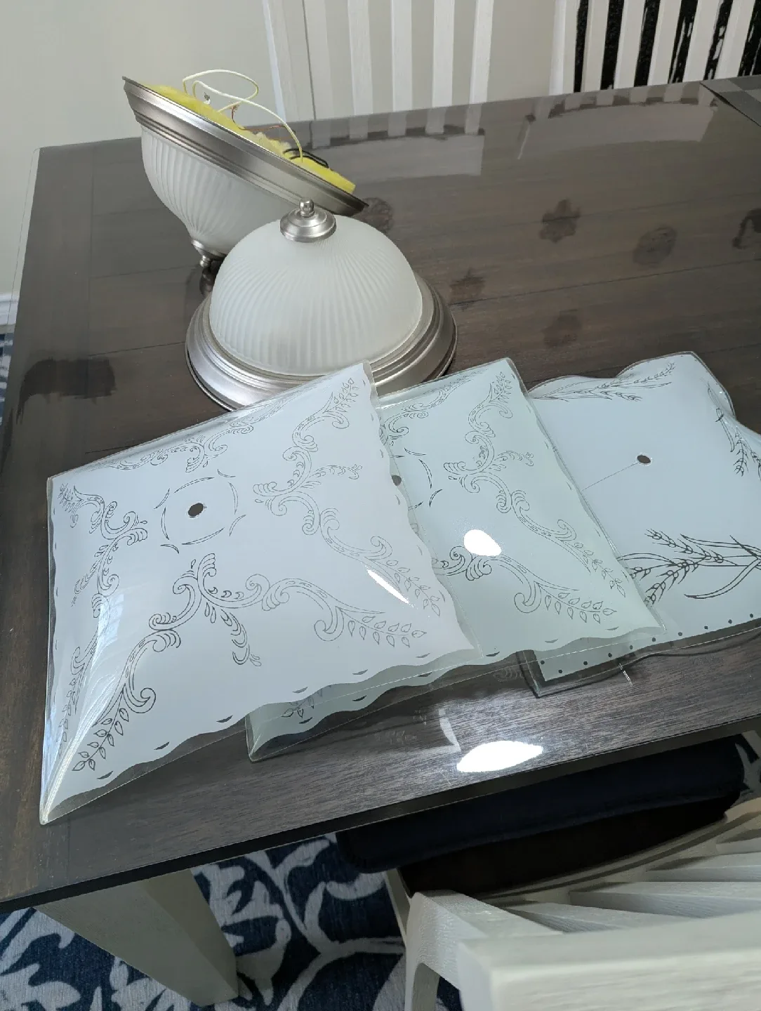 Ceiling Light Fixture with 3 Glass Shades thumbnail