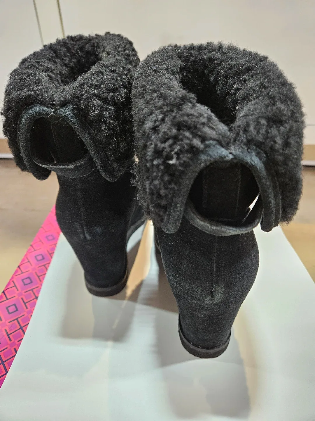 UGG Black Suede Wedge Boots, Size 8 image indicator(4)