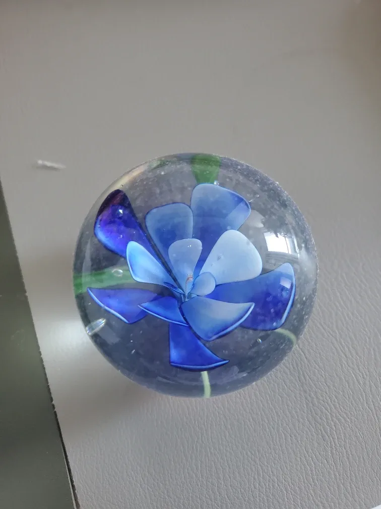 Blue Flower Glass Paperweight thumbnail