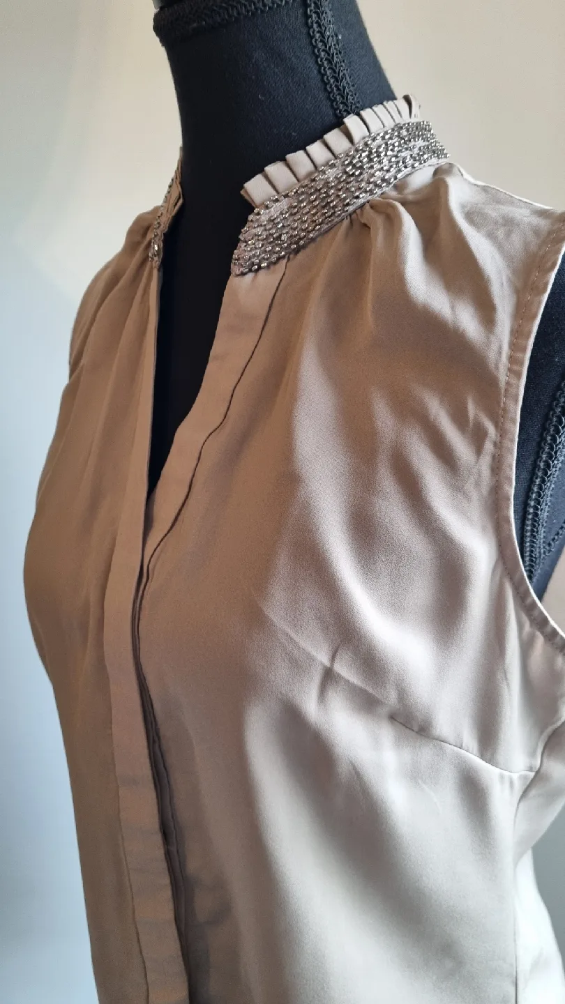 Sleeveless Blouse with Beaded Collar image indicator(3)