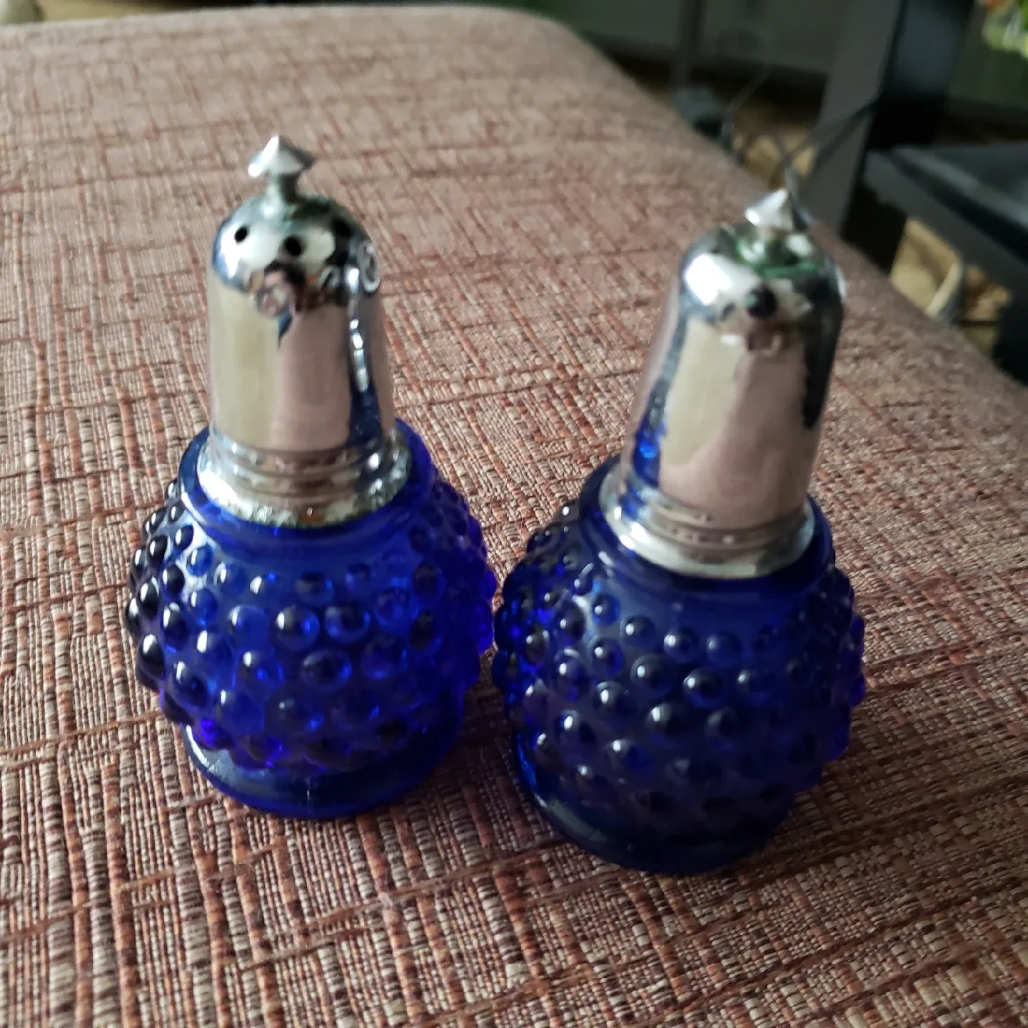 Vintage Cobolt Blue Glass Salt & Pepper Shakers thumbnail