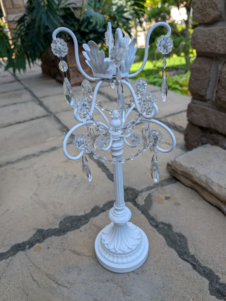 White Metal Candle Holder