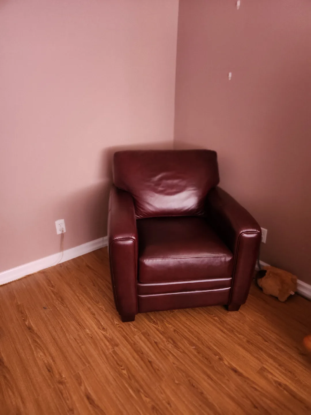 Burgundy Leather Sofa and Armchair Set