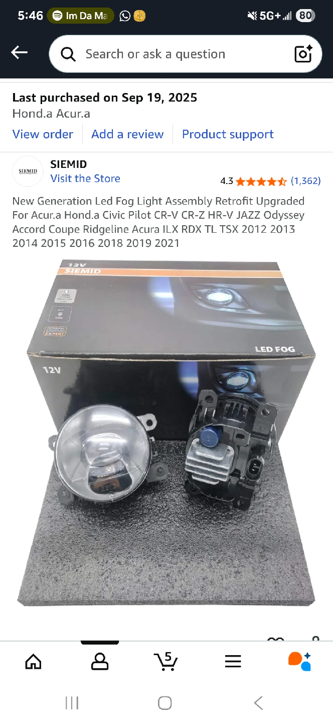 New Honda acura universal led fog lights
