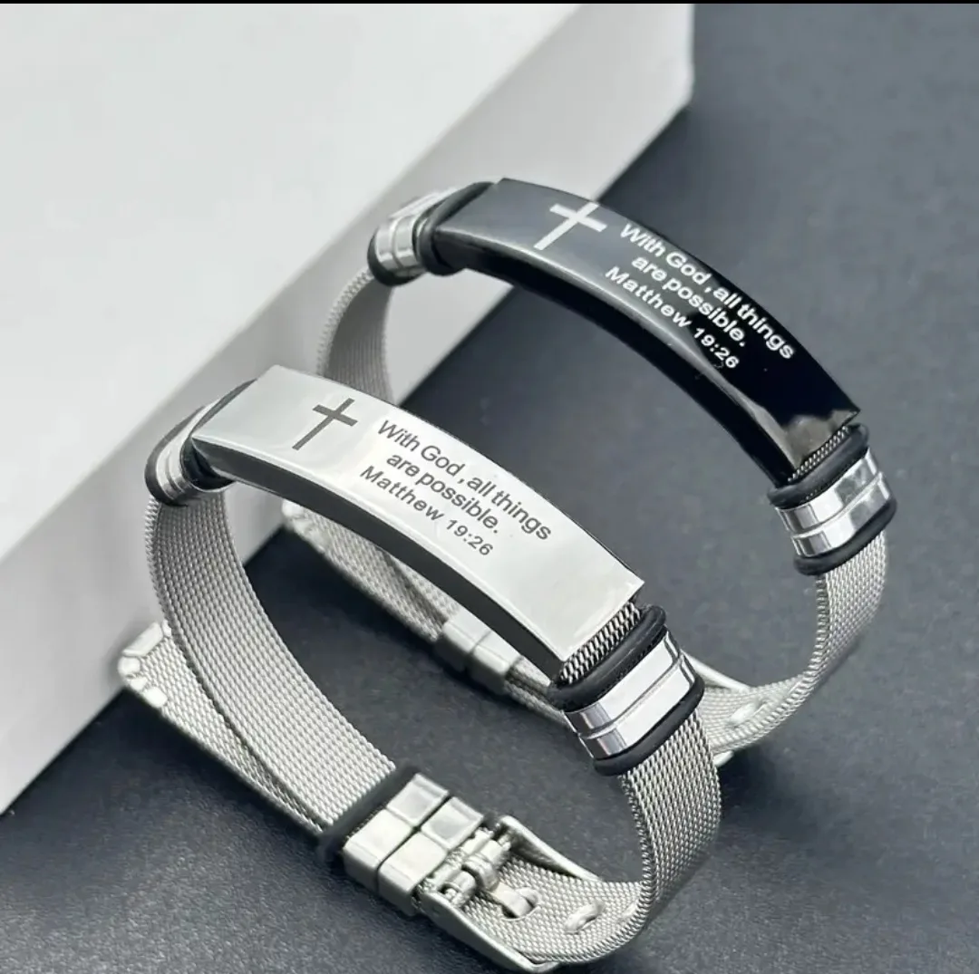 Engraved Religious Bracelet - Matthew 19:26 image indicator(8)