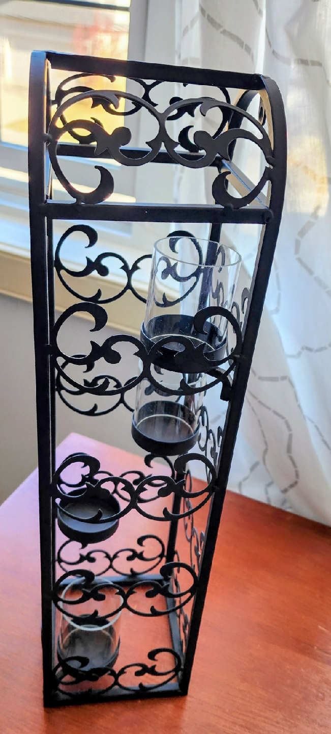 Black metal tea light holder - photo 3
