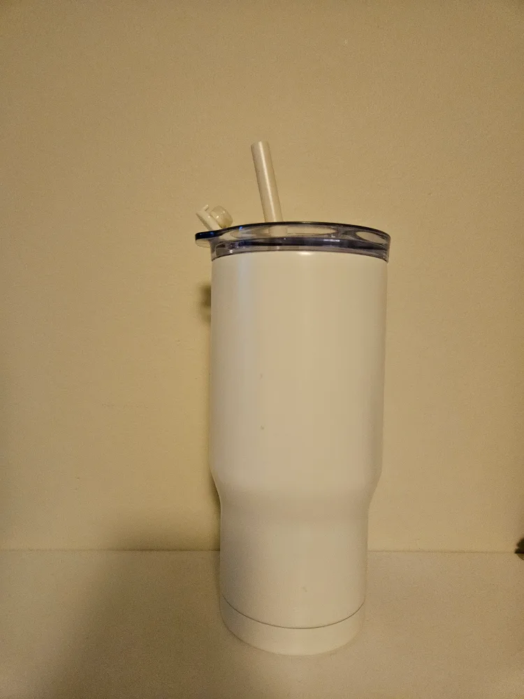White Tumbler with Straw