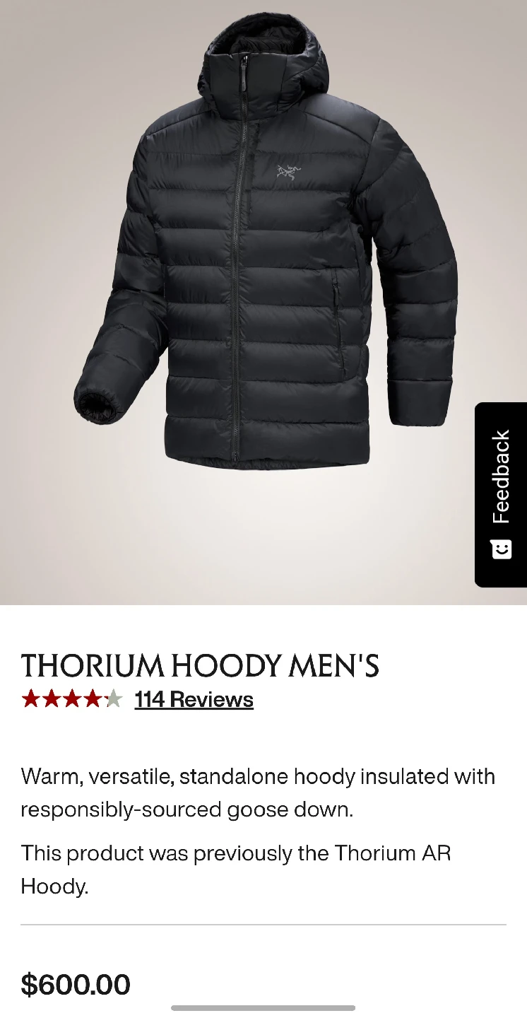 Arc'teryx Thorium Hoody Men's - Black, Size M - photo 2