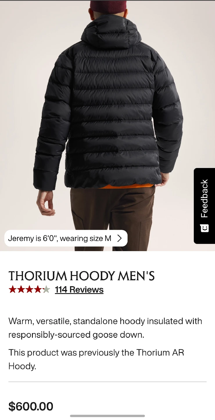 Arc'teryx Thorium Hoody Men's - Black, Size M - photo 3