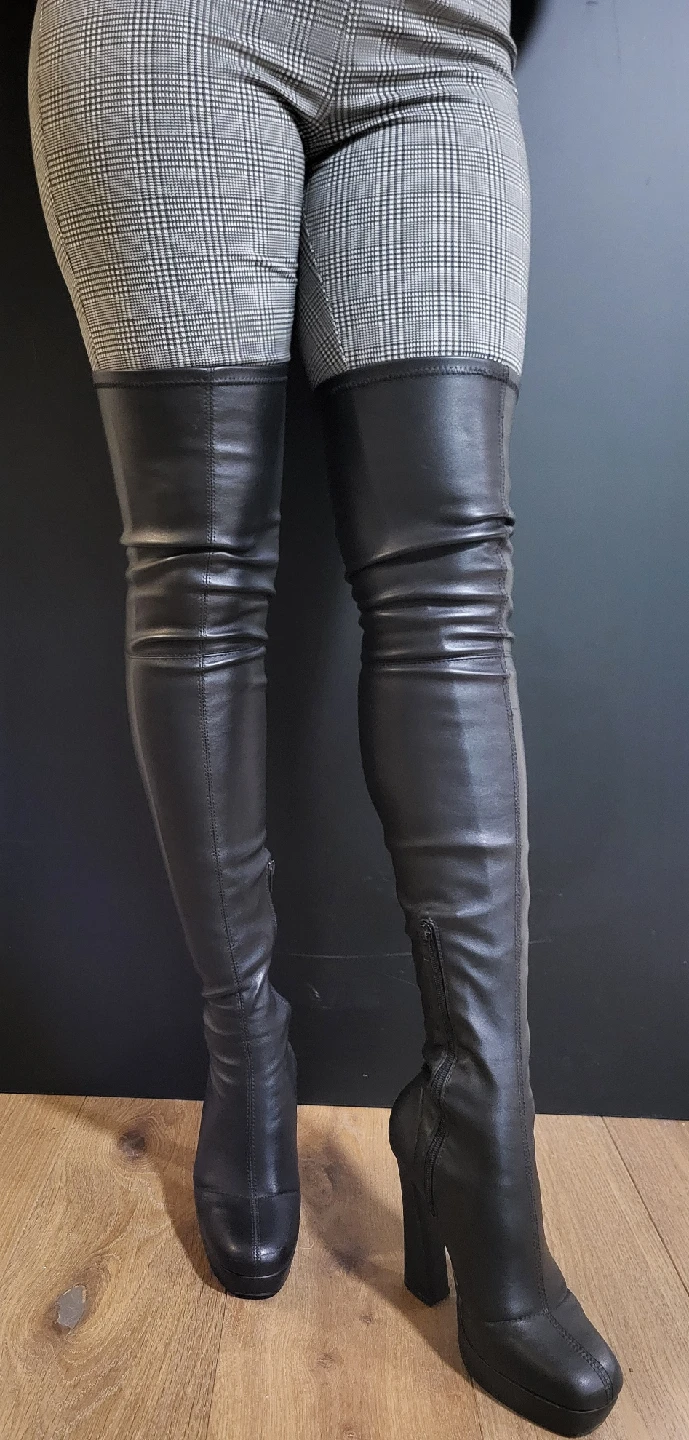 Black Thigh High Heel Boots - photo 2