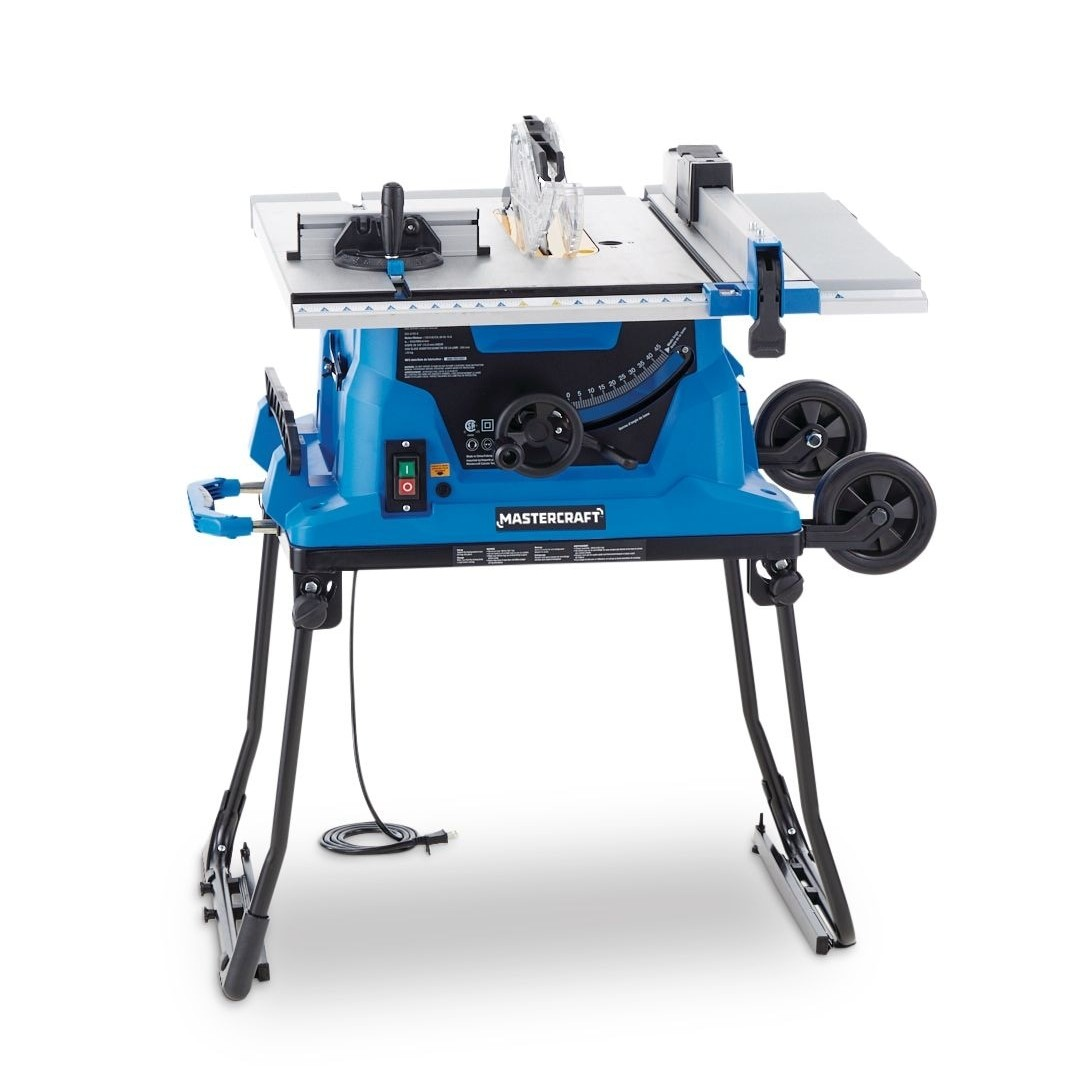 Mastercraft 15 amp portable table saw with fold and roll stand - photo 3