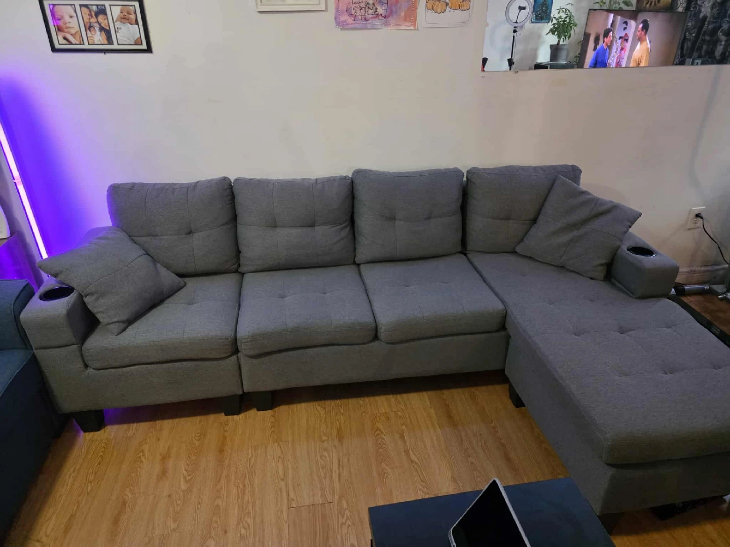 Grey Sectional Sofa with Chaise Lounge