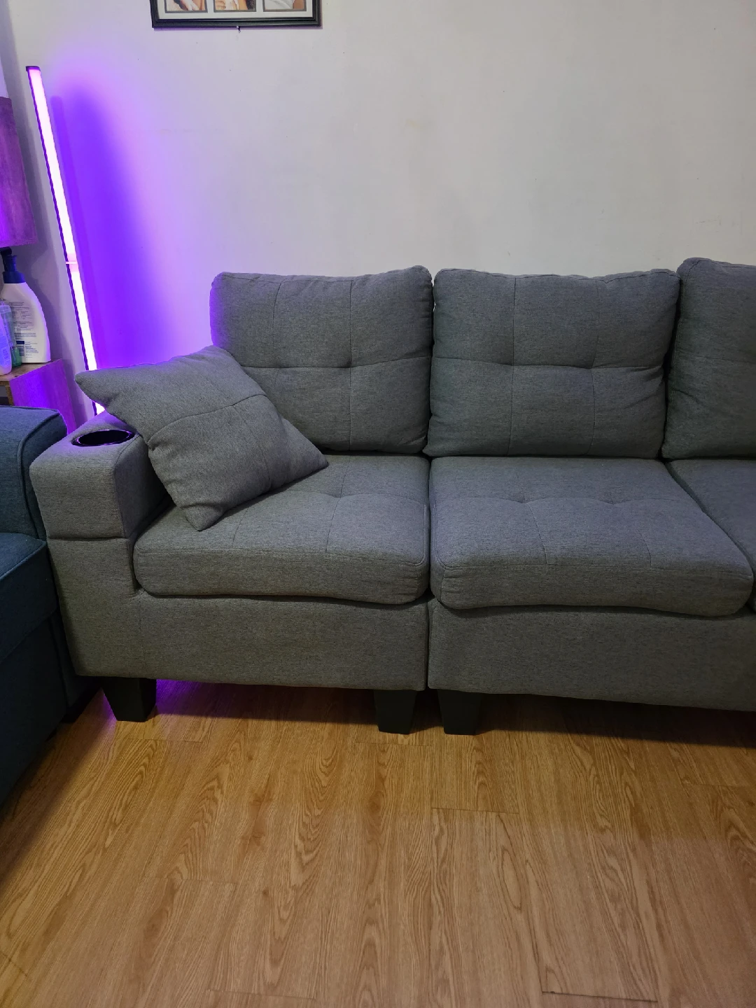 Grey Sectional Sofa with Chaise Lounge - photo 2