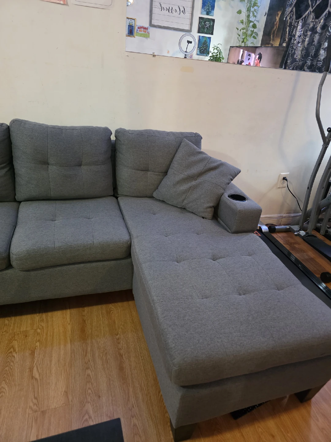 Grey Sectional Sofa with Chaise Lounge - photo 4