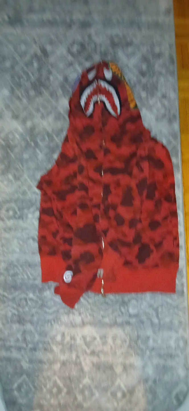 Bathing Ape (BAPE) Red Camo Shark Hoodie image indicator(4)