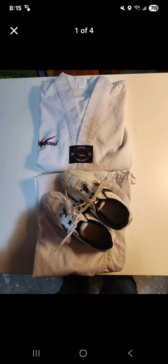 Tae Kwon Do Uniform & Shoes Size 00/30 & 2T