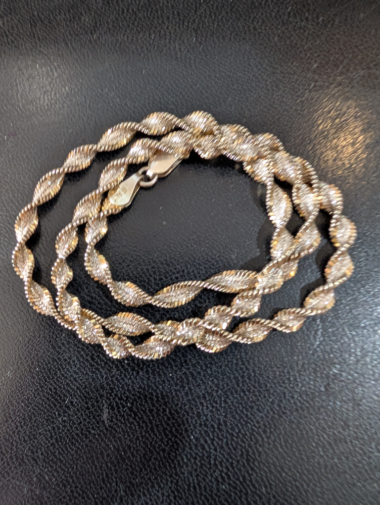 925 Silver Gold Tone Twist Chain Necklace - photo 2
