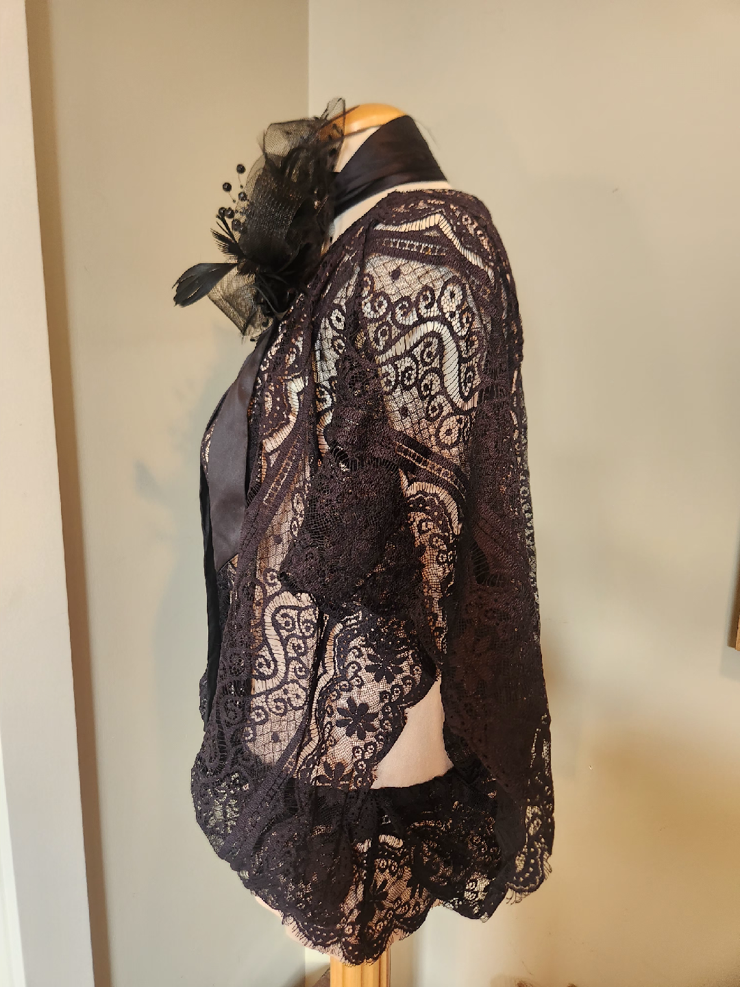 DANDY Black Lace 1920's style Blouse  size large - photo 2