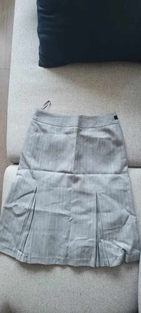 Grey Pinstripe Pleated Skirt image indicator(2)