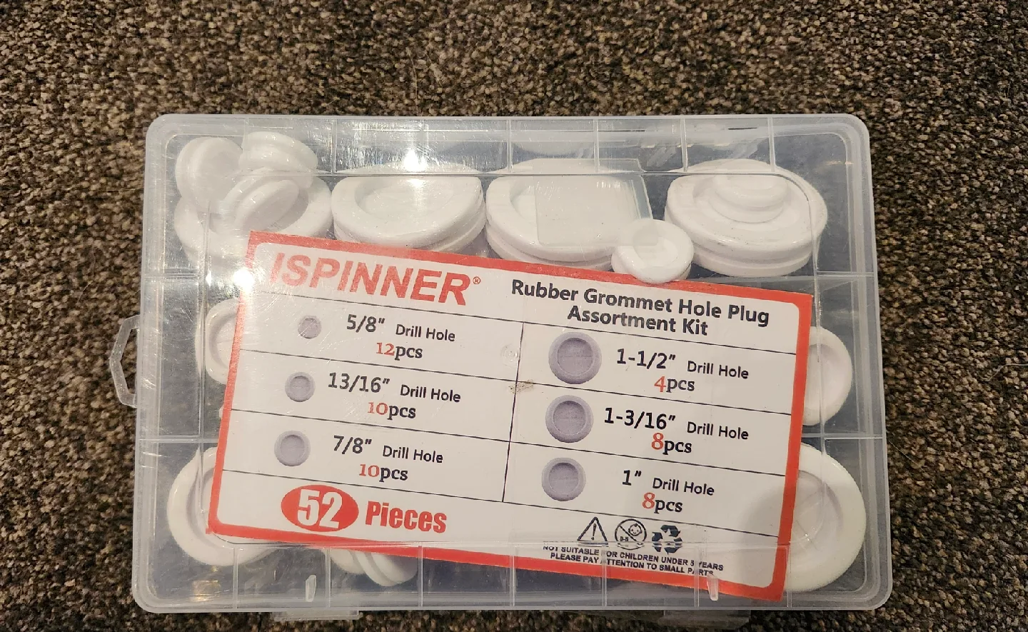 ISPINNER Rubber Grommet Hole Plug Assortment Kit - 52 Pieces thumbnail
