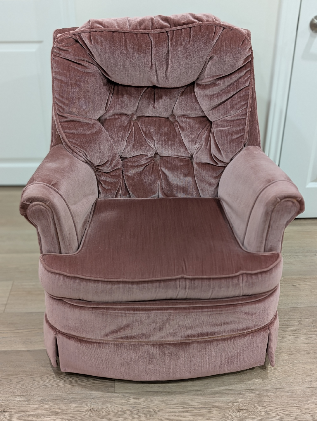 Pink Velvet Swivel Rocker Chair
