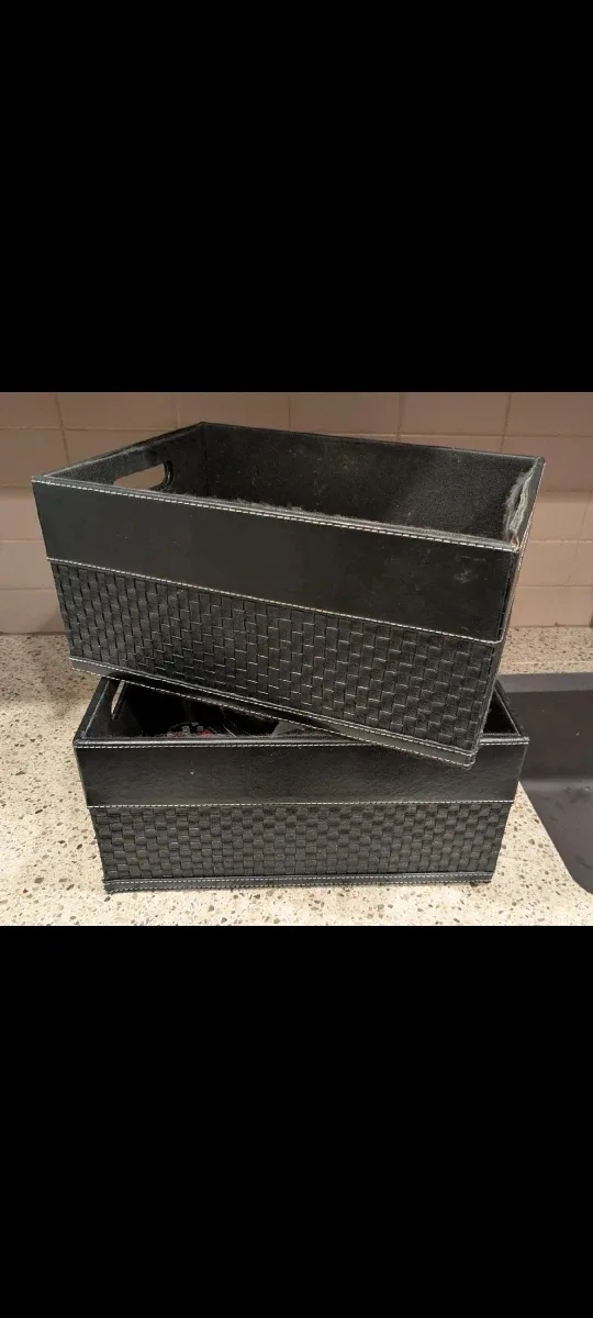 Black Woven Storage Bins - Set of 2 thumbnail