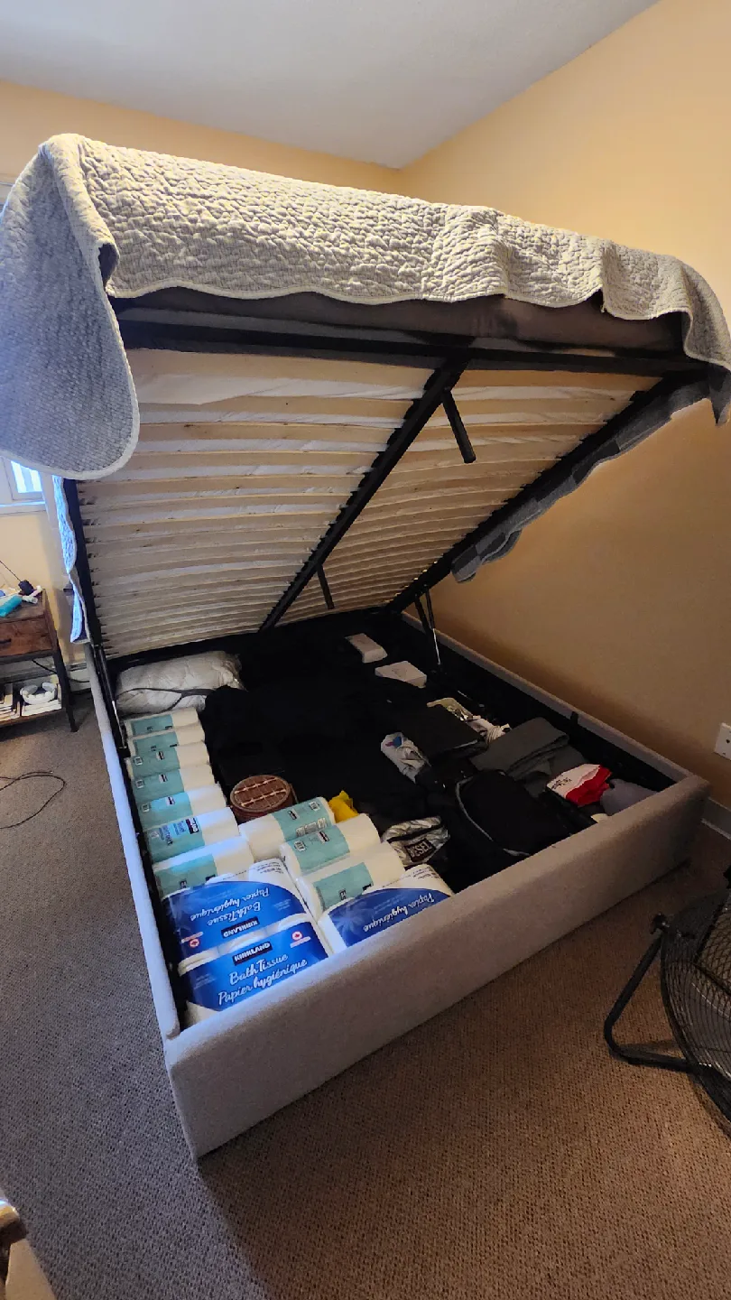 Queen Size Bed with Storage + Mattress with projector image indicator(3)