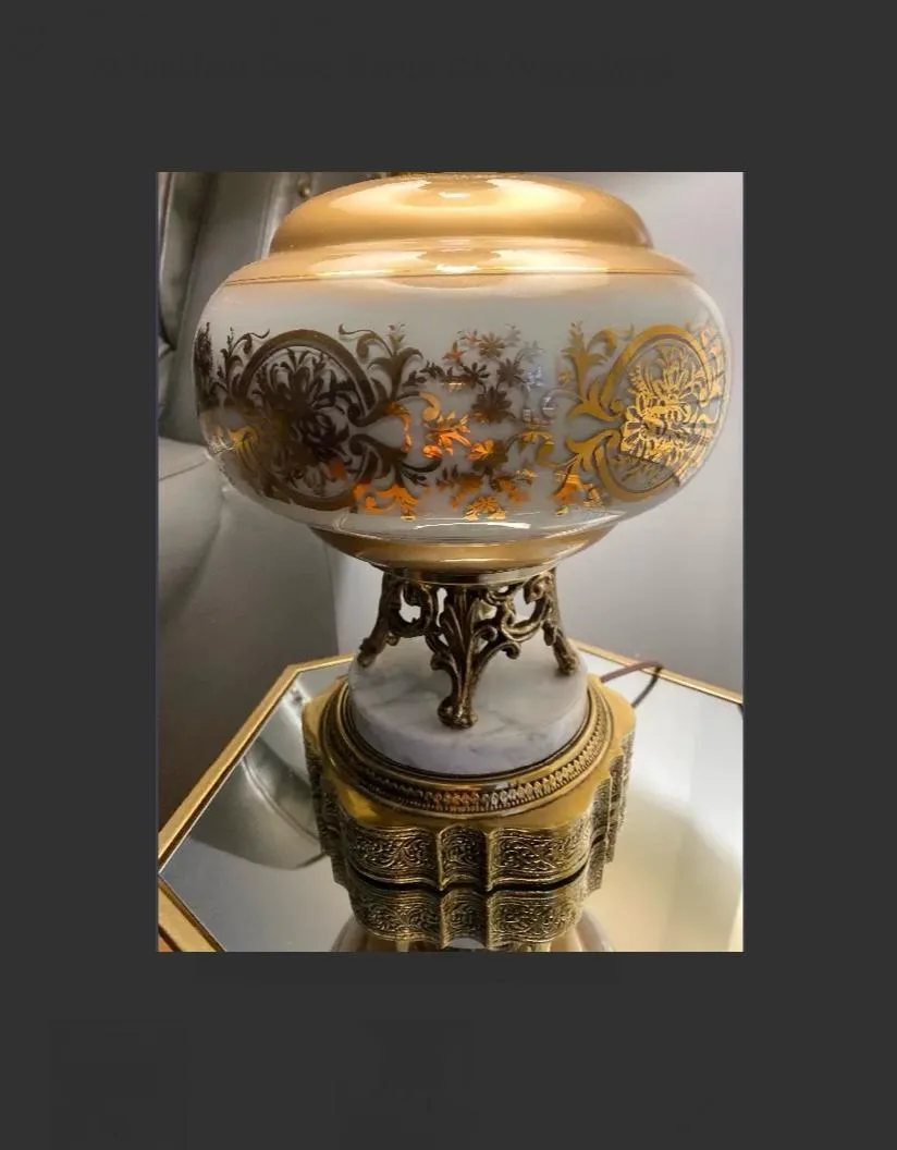 Antique Table Lamp with Floral Shade image indicator(2)