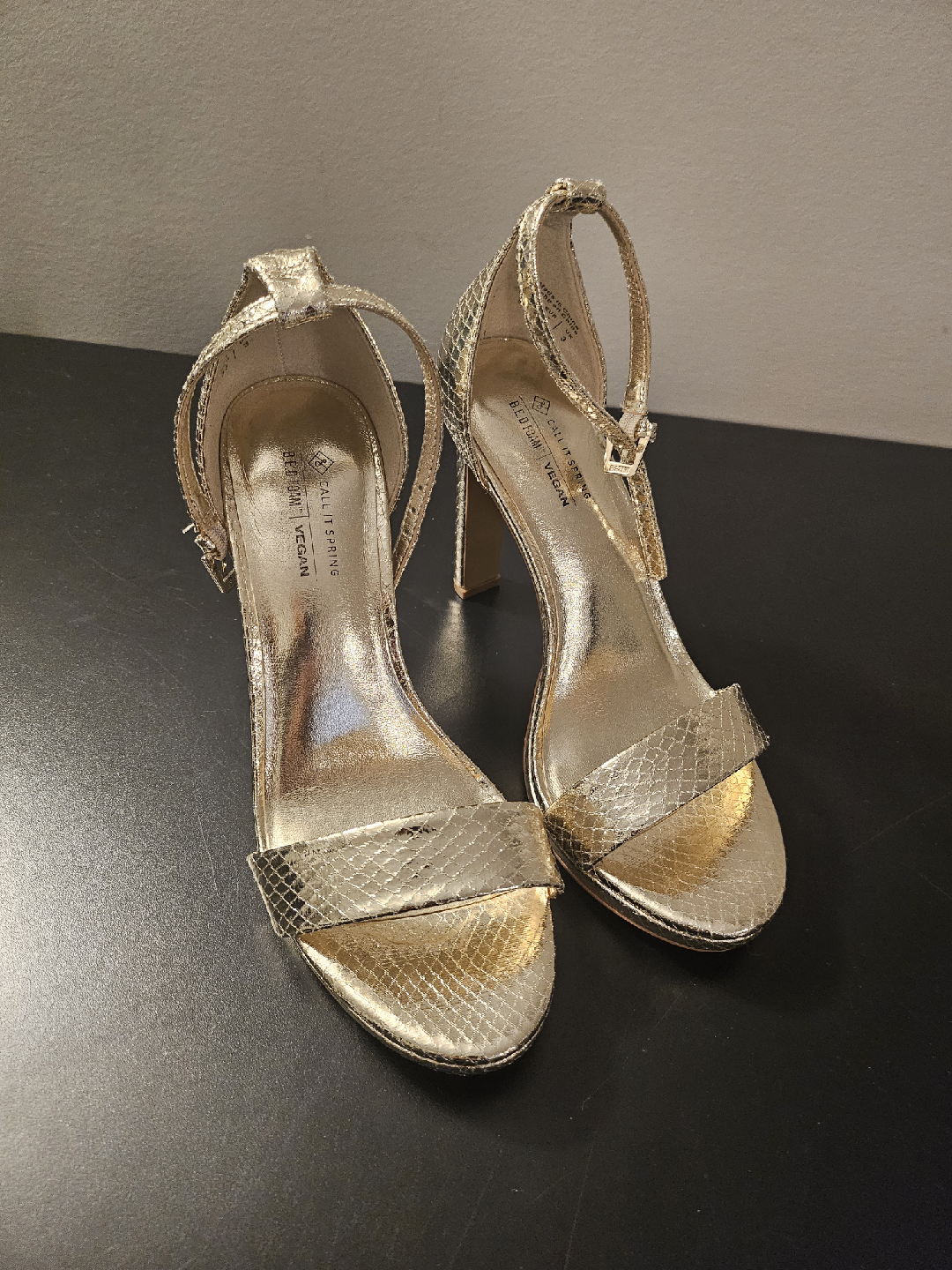 Call It Spring Gold Heels - Size 5