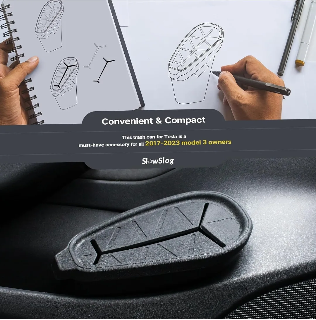 Slow Slog Tesla Model 3 Trash Can - Black image indicator(2)
