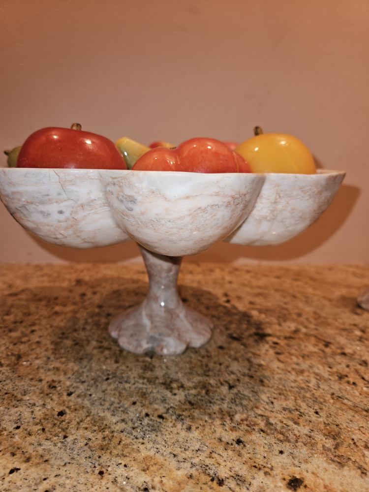 Marble Fruit Bowl with Faux Fruit - photo 2